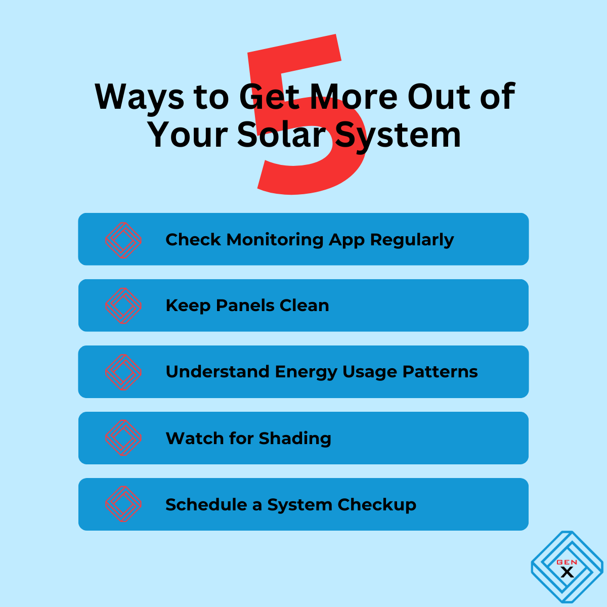 Bulleted List of 5 Ways to Get More out of your Solar System